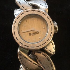 Lucky Brand Women's Silver Braided Watch With Gold Face